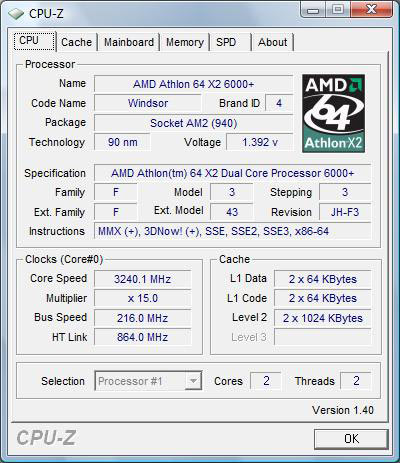 Тест процессора AMD Athlon 64 X2 6000+