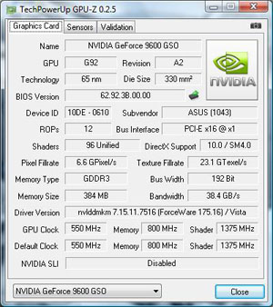 Обзор видеокарты ASUS GeForce 9600 GSO 384 MB
