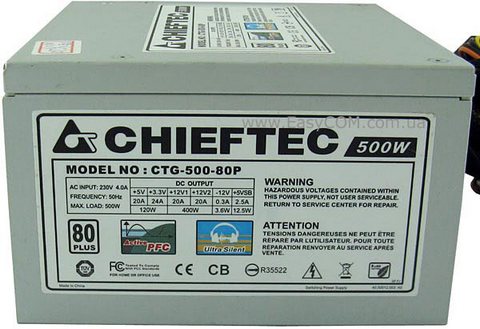 Обзор блока питания CHIEFTEC CTG-500-80P