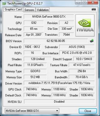 Тестирование видеокарты ASUS GeForce 9800 GTX+