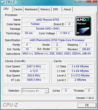 Обзор процессора AMD Phenom X3 8750 Обзор процессора AMD Phenom X3 8750