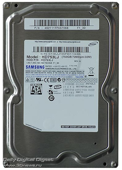 Обзор жесткого диска Samsung SpinPoint F1 HD753LJ 750 Гб